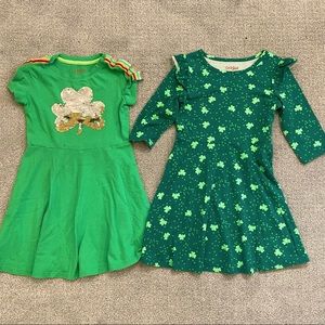 2 Cat & Jack St. Patrick’s day dresses. Green w/ shamrocks. Size 6/6X.